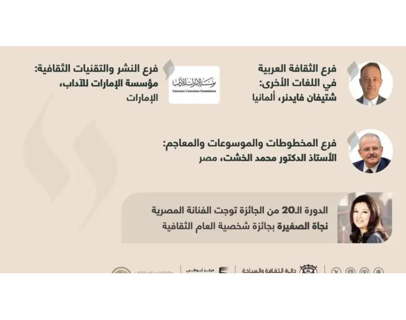 نجاة الصغيرة "شخصية العام الثقافية". الفائزون بجائزة الشيخ زايد للكتاب