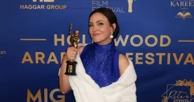 ريهام عبد الغفور بعد تكريمها بمهرجان Hollywood Arab Film: كرم من ربنا كبير