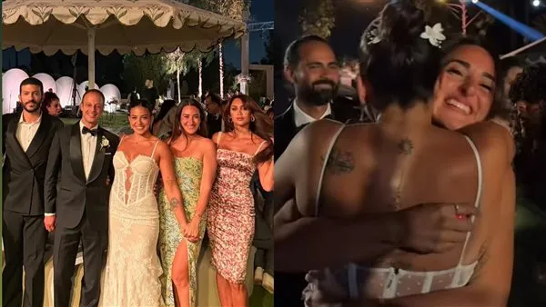 أمينة خليل تحتفل بزفاف شقيقتها زينة وسط حضور الأهل والأصدقاء. صور