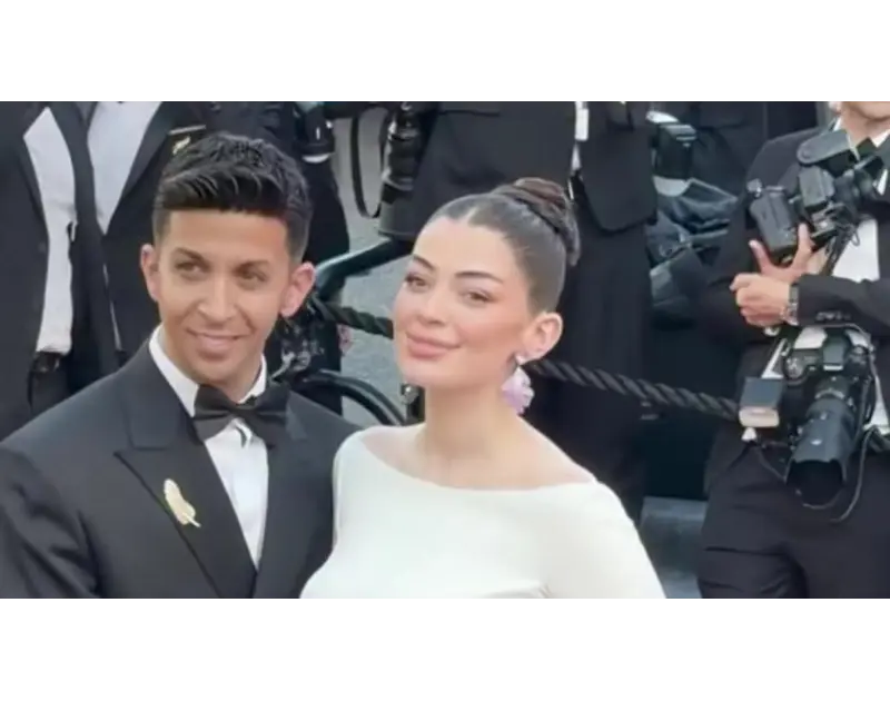 بعد إعلان حملها. ليلي زاهر تستعرض جمالها برفقة زوجها هشام جمال فى مهرجان كان
