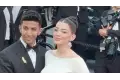 بعد إعلان حملها. ليلي زاهر تستعرض جمالها برفقة زوجها هشام جمال فى مهرجان كان