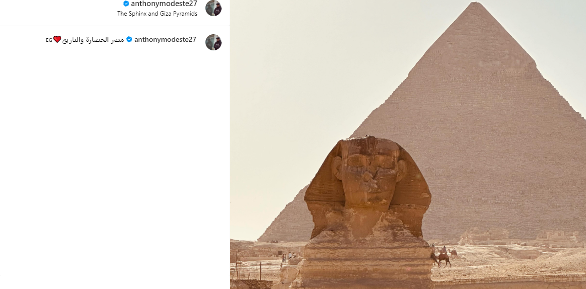 أنتونى موديست بعد زيارة الأهرامات وأبو الهول: مصر الحضارة والتاريخ 